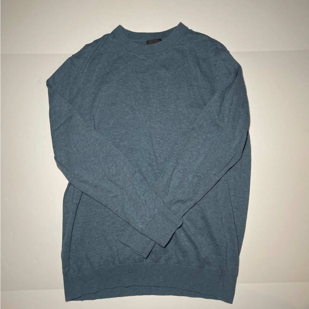 H&M Large Blue Slim Fit Cotton Sweater